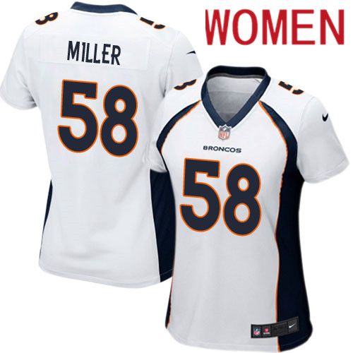 Women Denver Broncos #58 Von Miller Nike White Game Player NFL Jersey